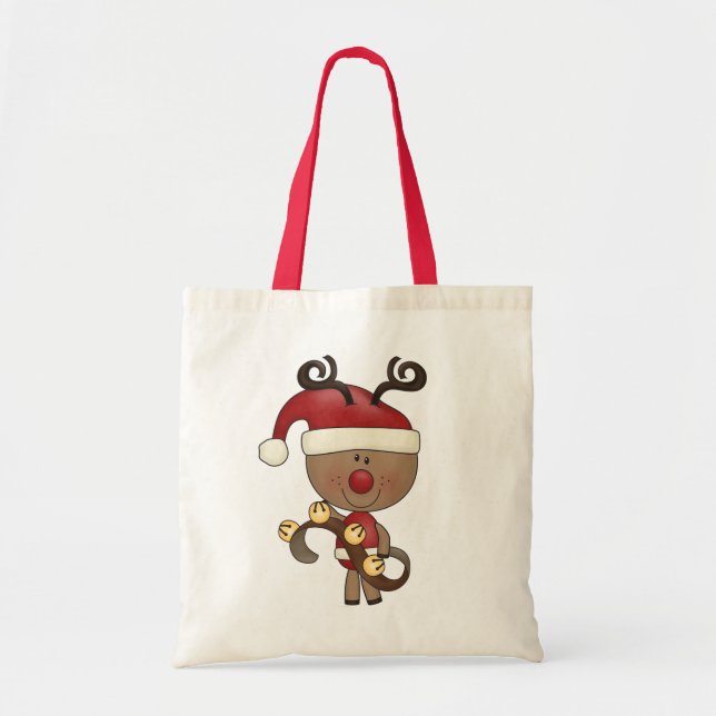 Rudy Reindeer With Bells Tote Bag (Front)