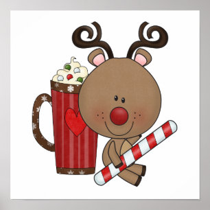 Rudy Reindeer With Cocoa Poster