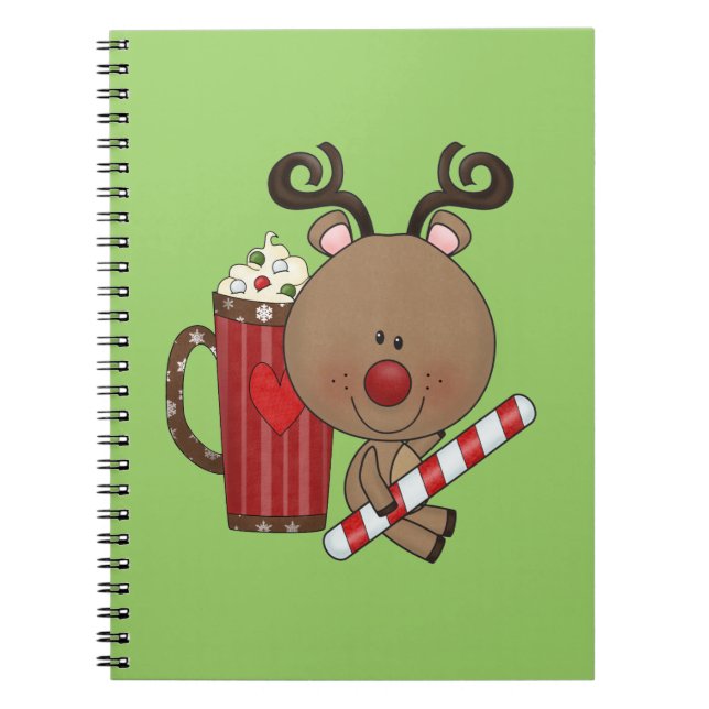 Rudy Reindeer With Cocoa Spiral Notebook (Front)