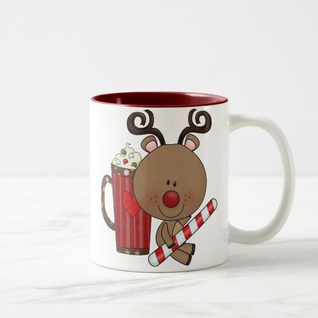 Rudy Reindeer With Cocoa Two-Tone Coffee Mug (Right)