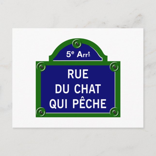 Rue du Chat qui Peche, Paris Street Sign Postcard (Front)