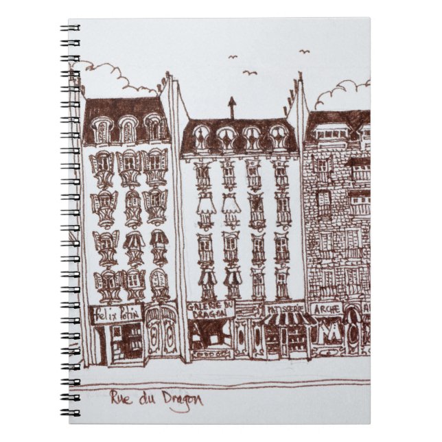 Rue du Dragon, Saint-Germain-des-Pres, Paris Spiral Notebook (Front)
