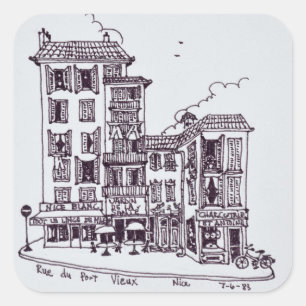 Rue du Vieux Port in Old Nice Nice, France Square Sticker