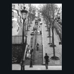 Rue Foyatier, Montmartre, Paris poster<br><div class="desc">Black & white photo of Rue Foyatier,  Montmartre,  Paris,  France.  The famous steps are also available on all occasion notecards & greeting cards.</div>
