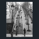 Rue Foyatier, Montmartre, Paris poster<br><div class="desc">Black & white photo of Rue Foyatier,  Montmartre,  Paris,  France.  The famous steps are also available on all occasion notecards & greeting cards.</div>