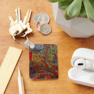 Rue Montorgueil with Flags by Claude Monet Key Ring