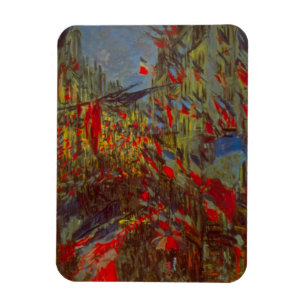 Rue Montorgueil with Flags by Claude Monet Magnet