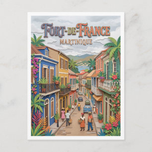 Rue Victor Hugo Fort-de-France Martinique Postcard