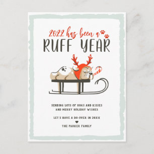 Ruff Year   Funny Dog Christmas Holiday Postcard