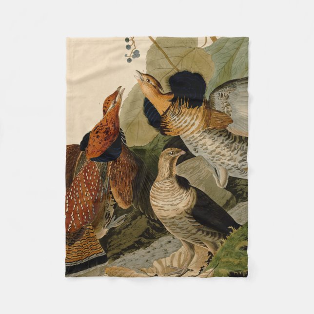 Ruffed Grouse Audubon Game Bird Fleece Blanket (Front)