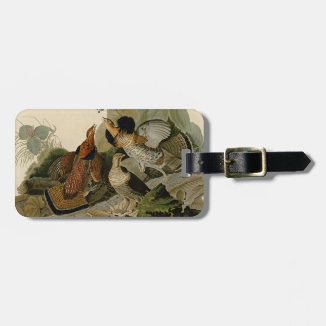 Ruffed Grouse Audubon Game Bird Luggage Tag (Front Horizontal)