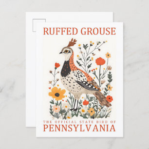 Ruffed Grouse Bird of Pennsylvania Travel Postcard