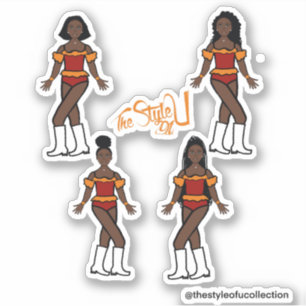 Ruffle Majorette / Dancer Stickers Orange/Red
