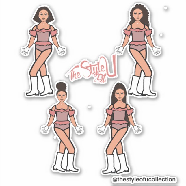 Ruffle Majorette / Dancer Stickers Peach Blend (Front)