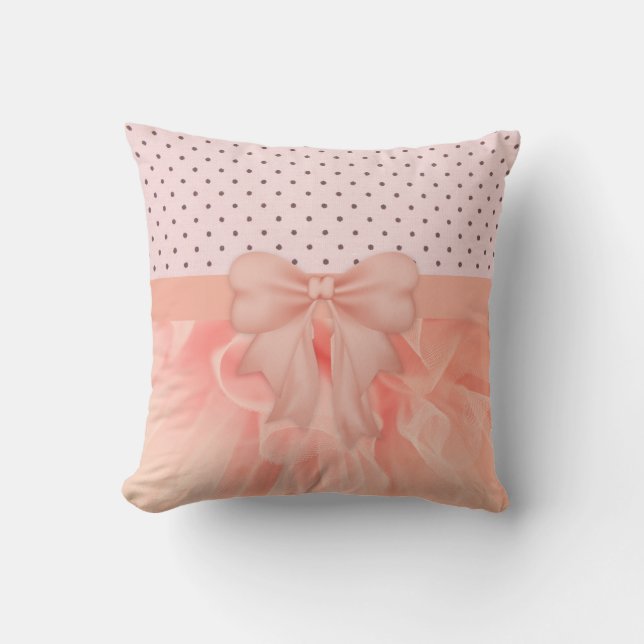 Ruffle peach polka dot baby cushion (Front)