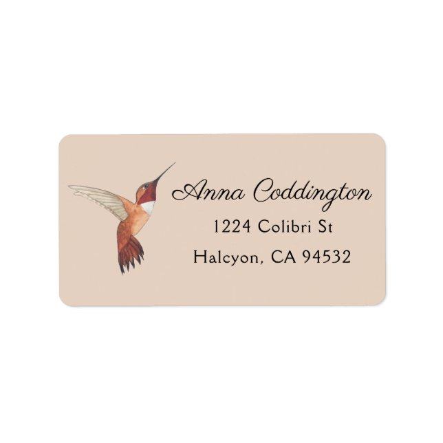Rufous Hummingbird Address Label (Front)