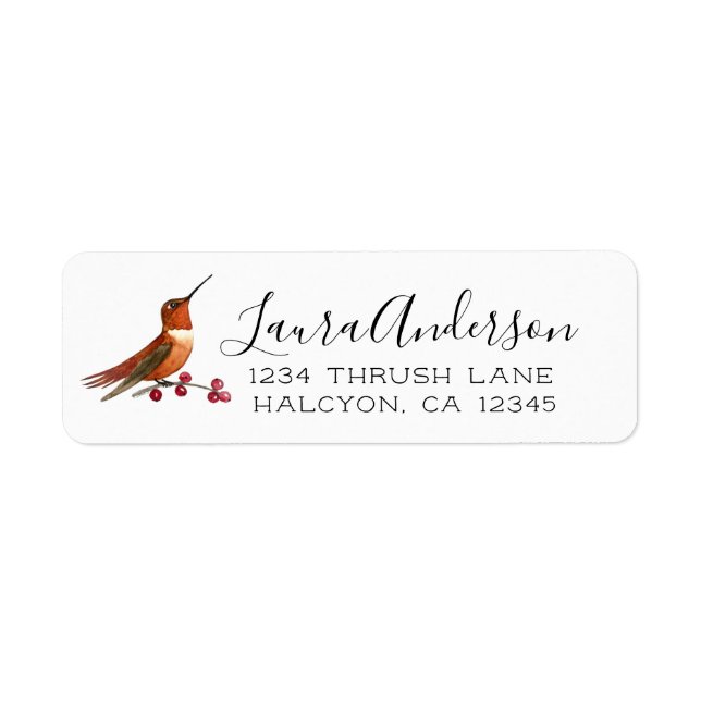 Rufous  Hummingbird  Label (Front)