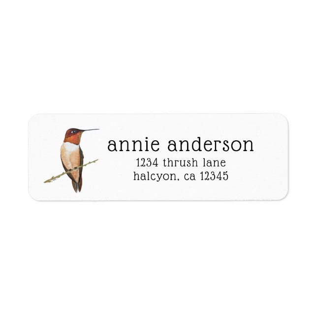 Rufous Hummingbird Return Address Label (Front)