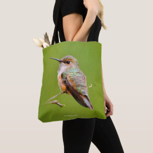 Rufous Hummingbird Sitting in the California Lilac Tote Bag