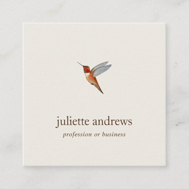 Rufous Hummingbird Square Business Card (Front)