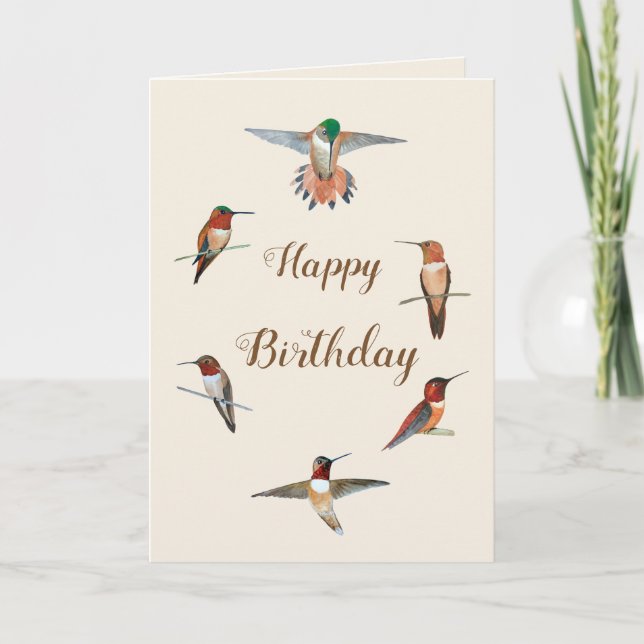 Rufous Hummingbirds Birthday Card (Front)