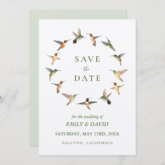 Rufous Hummingbirds Save the Date Announcement (Front/Back)