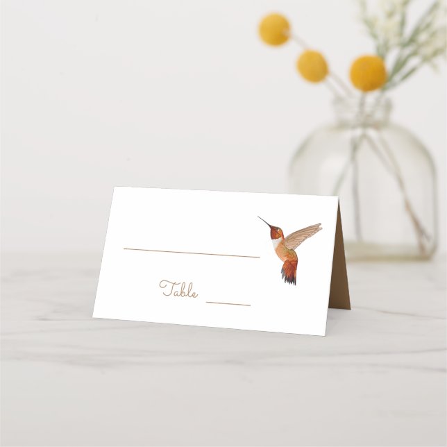 Rufous Hummingbirds Wedding Place Card (Front)