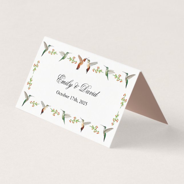 Rufous Hummingbirds Wedding Place Cards (Back)