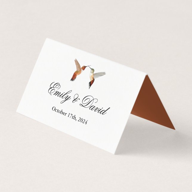 Rufous Hummingbirds Wedding Place Cards (Back)