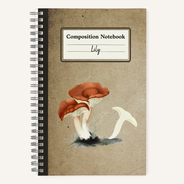 Rufous Milkcap Mushroom Personalised Composition Notebook (Front)