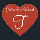Rufous Personalised Monogrammed Wedding Heart Sticker<br><div class="desc">Customisable Wedding Monograms Invite Seals - Recently engaged couples repeatedly need to know: what's the cost of a monogram envelope seal? These monogram specific and individualised Designer Wedding Monograms Invitation Seals will be made for wedding theme Monograms in addition to other kinds of wedding accessories. - For Your Wedding Monograms...</div>