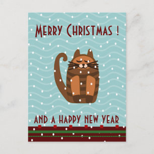 rufus cat kawaii xmas greetings holiday postcard