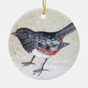 Rufus Sided Towhee Ceramic Tree Decoration