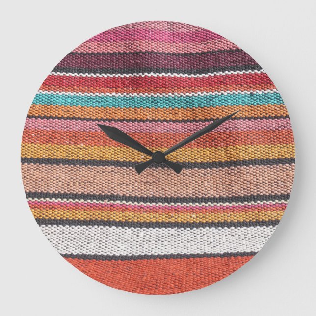 Rug Richness: Mexican Peruvian Textures Large Clock (Front)