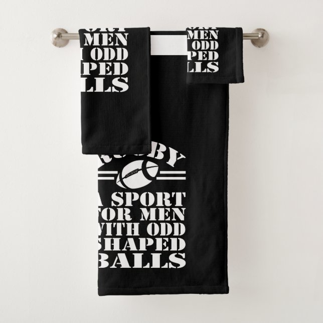 Rugby A Sport For Men With Odd Shaped Balls Bath Towel Set (Insitu)