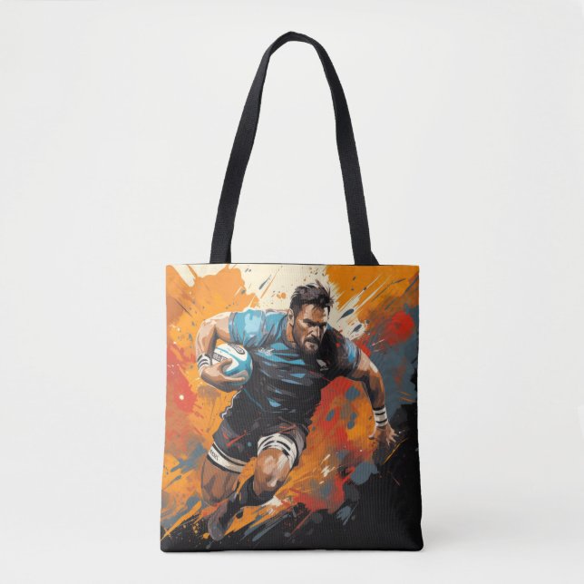 Rugby Action Sport Painting Abstract Art Decor Tote Bag (Front)