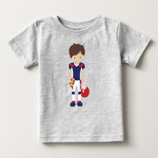 Rugby, American Football, Cute Boy, Brown Hair Baby T-Shirt (Front)