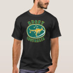rugby australia kangaroo wallaby aussie T-Shirt<br><div class="desc">illustration of a kangaroo or wallaby jumping side view with stars and words "rugby Australia" and ball in background</div>