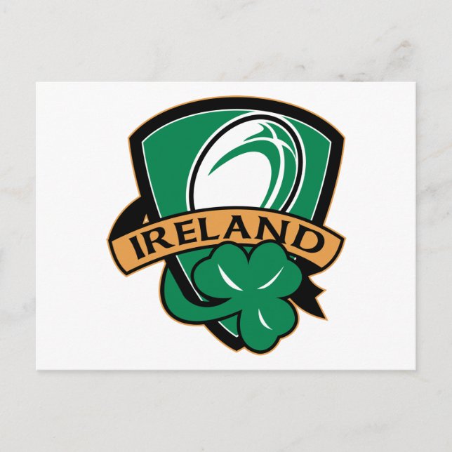 rugby ball ireland shield shamrock postcard (Front)