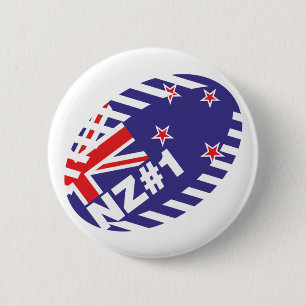 Rugby Ball NZ#1 6 Cm Round Badge