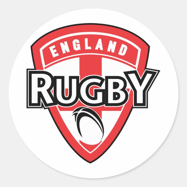 rugby ball shield england cross flag classic round sticker (Front)