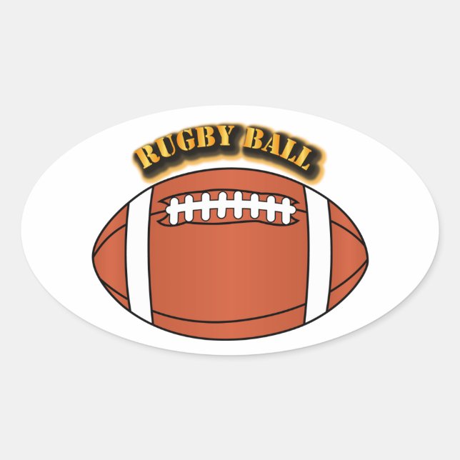 Rugby Ball with Text Oval Sticker (Front)