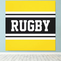 RUGBY Bright Yellow Black White Racing Stripes