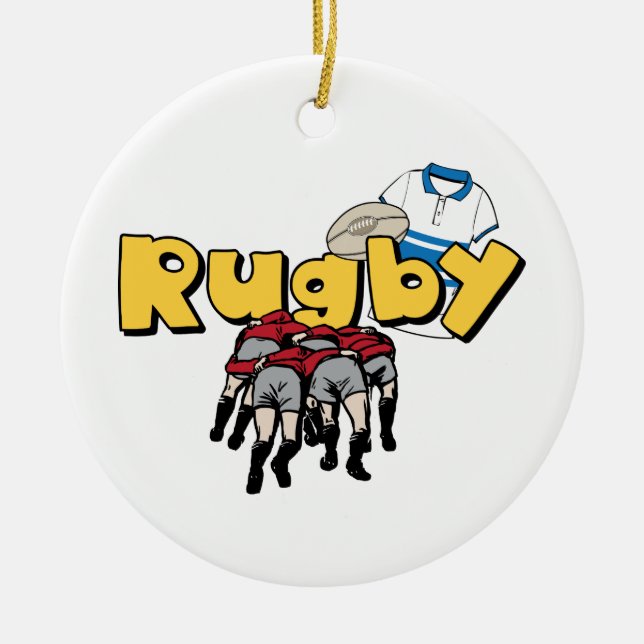 Rugby Ceramic Tree Decoration (Front)