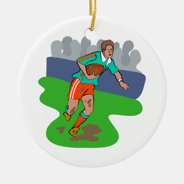 Rugby Ceramic Tree Decoration (Front)