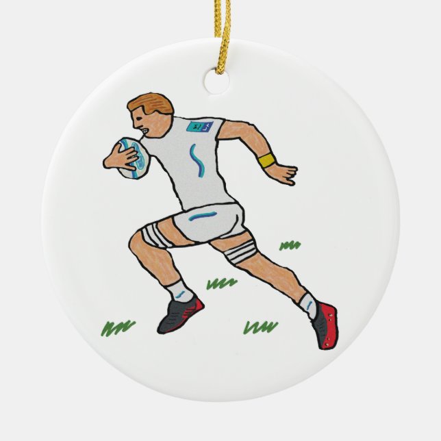 Rugby Ceramic Tree Decoration (Front)