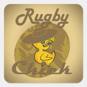 Rugby chick #6 square sticker