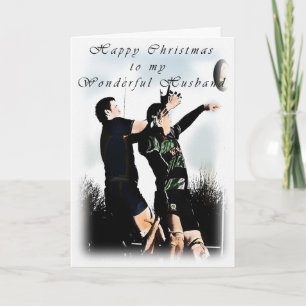 Rugby  Christmas Husband Holiday Card