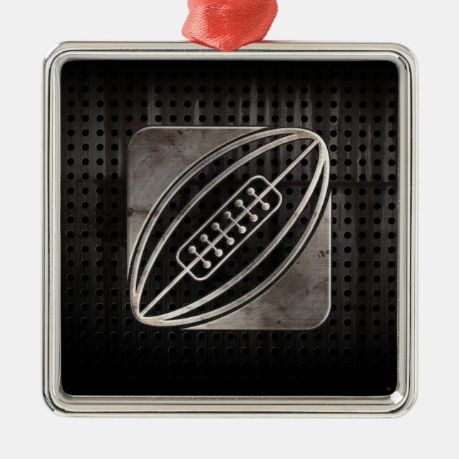 Rugby; Cool Black Metal Tree Decoration (Front)
