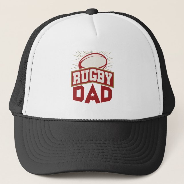 Rugby Dad Proud Support Father's Day Trucker Hat (Front)